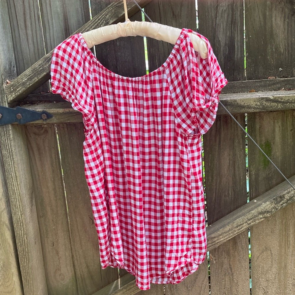 Counterparts red checkered blouse
